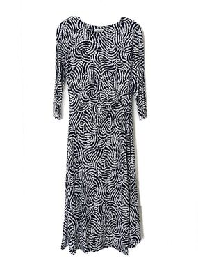 💙 Eastex Navy and White Patterned Cinch Waist Dress 💙